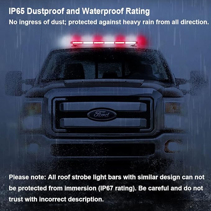 WOWTOU Roof Top Flashing Strong Magnetic 80 LED Red White Emergency Strobe Light Bar for Firefighter First Responder Vehicles Fire Trucks, Double Side Safety Warning Beacon Lights