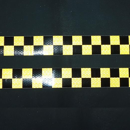 Reflective Tape Yellow Black 2 Inch x 168 Feet, Outdoor Waterproof Warning Reflector, Night Safety Stickers for Car Bicycles