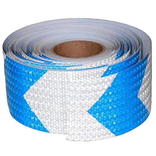Reflective Tape Blue White 4 inch Wide for Truck, Outdoor Waterproof High Visibility Safety Warning Adhesive Strips (166 feet)