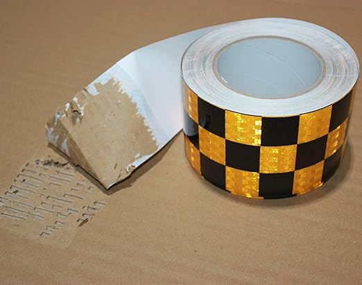 Reflective Tape Yellow Black 3 inch Wide for Automobile, Outdoor Waterproof High Visibility Safety Warning Adhesive Strips (166 feet)