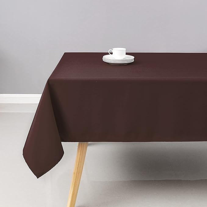 Wewoch Chocolate Rectangle Tablecloth Water Resistant Washable Polyester Table Cloth for Dining,Kitchen, Parties Weddings and Outdoor Use 60 Inch by 84 Inch