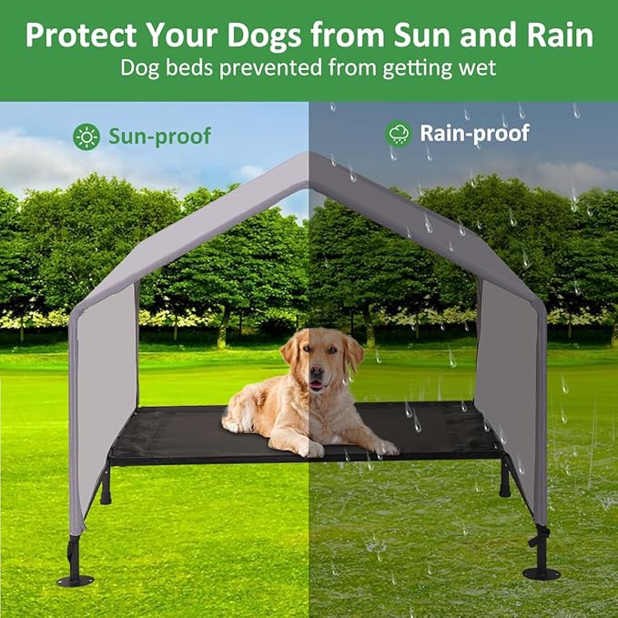Dog Shade Shelter Outdoor Tent for Small Medium Large Dogs, Outside Sun Rain Canopy Pet House for Dogs Cats Livestock, Grey