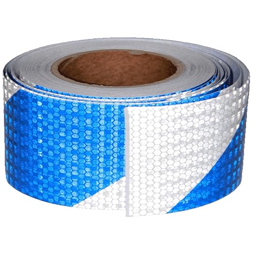 Reflective Tape Blue White 3 Inch x 68 Feet, Outdoor Waterproof Warning Reflector, Night Safety Stickers for Vehicles