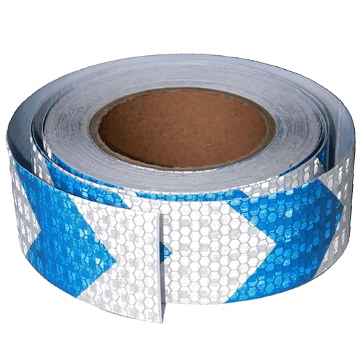 Reflective Tape Blue White 2 Inch x 68 Feet, Outdoor Waterproof Warning Reflector, Night Safety Stickers for Vehicles