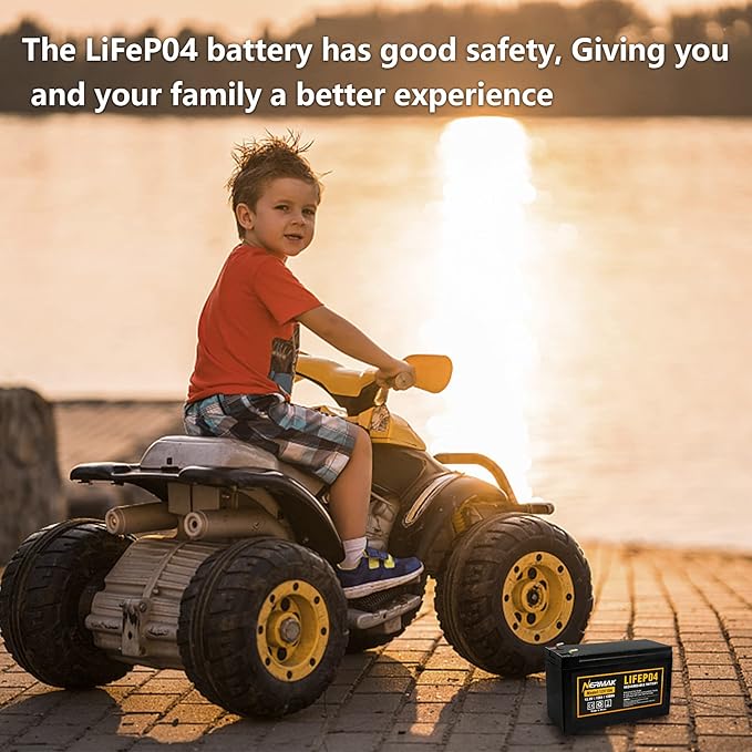 12V 10Ah Lithium LiFePO4 Deep Cycle Battery, 2000+ Cycles Rechargeable Battery for Solar/Wind Power, Lighting, Power Wheels, Ride-on Toy, Fish Finder and More, Built-in 10A BMS