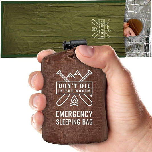Don’t Die in The Woods - Survival Bivy - Emergency Sleeping Bag with Hood - Made with Extra-Thick Space Blanket Thermal Mylar - One of The 10 Essentials for Hiking, Camping, First Aid Kits