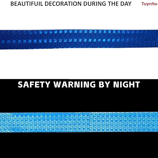 Industrial Reflective Tape Blue 1 inch Wide, Outdoor Waterproof High Visibility Safety Warning Adhesive Strips (66 feet, 10 Rolls)