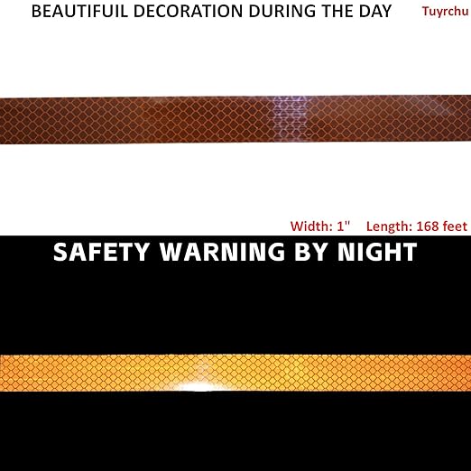 Non Fading Brown Reflective Tape Outdoor Waterproof 1 inch Wide, High Visibility Warning Industrial Marking Tape, Safety Stickers (168 feet)