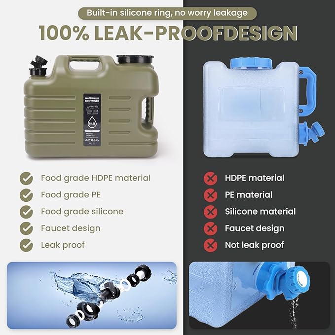 6.6 Gallon Camping Water Jug,Camping Water Container with Spigot,BPA Free, Large Capacity Water Tank,Leak-Proof Emergency Water Storage Containers for Outdoor Camping, Hiking, Picnic