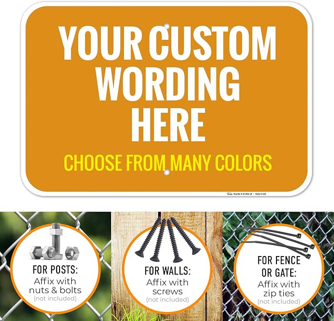 Custom Personalized Signs For Home, Office, Business, Delivery, Decor, Indoor/Outdoor Use Yellow Sign, 12x18 Aluminum Inches, Rust Free .063 Aluminum, Fade Resistant, Made in USA
