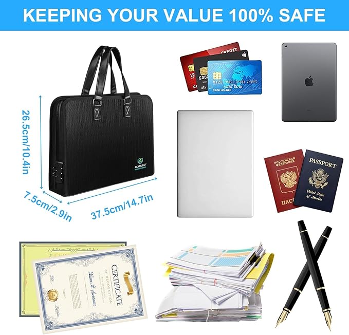 Fireproof Document Organizer Binder for House Emergency & Estate Planning, Grab-and-Go Accordion File Folder with Lock & Handle, 13-Pocket Important Documents Storage