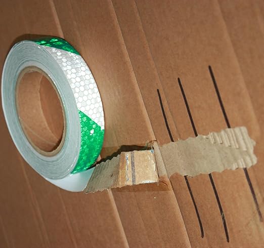 Green and White Reflective Tape Outdoor Waterproof 1 inch X 166 feet, High Visibility Hazard Conspicuity Industrial Marking Tape