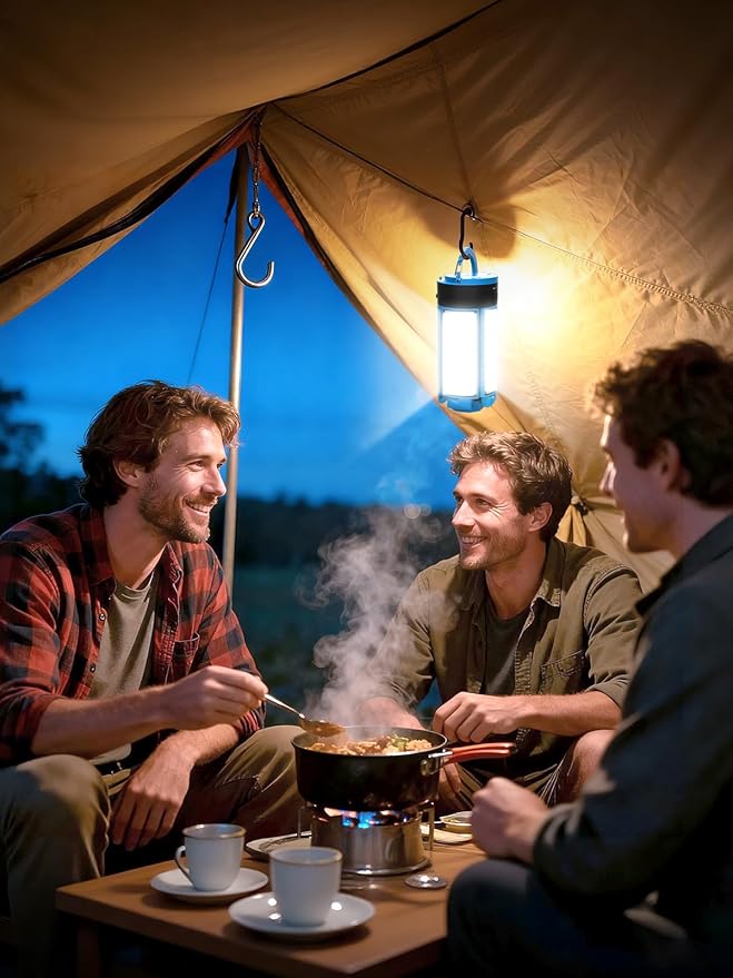 Camping Light with Stand, 4100LM Dimmable Cordless Work Light with 3 Modes, 4 LED Lamp Heads Magnetic Emergency Flashlight with Detachable Tripod