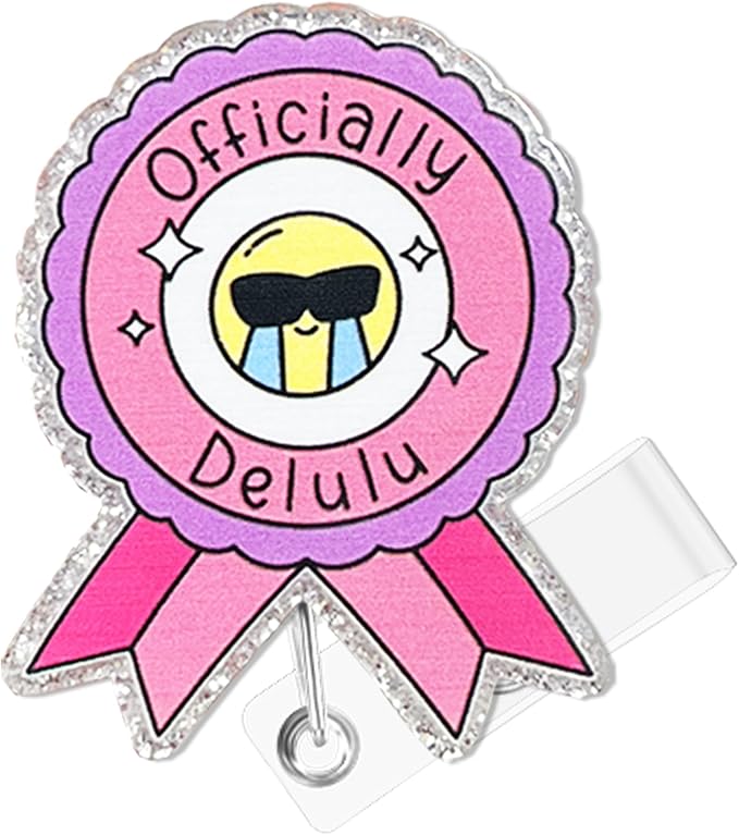 Officially Delulu Badge Reel with Alligator Clip Funny ID Badge Holders Cute RN LPN CNA MA PCT Badge Buddy Healthcare Medical Students Nurse Accessories for Work