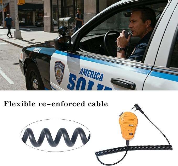 UAYESOK QX-18 Walkie Talkie Magnetic Mic for Baofeng uv-5r, Kenwood NEXEDGE Radios, Hands-Free/Transmit LED Light/Clear Audio (Yellow)