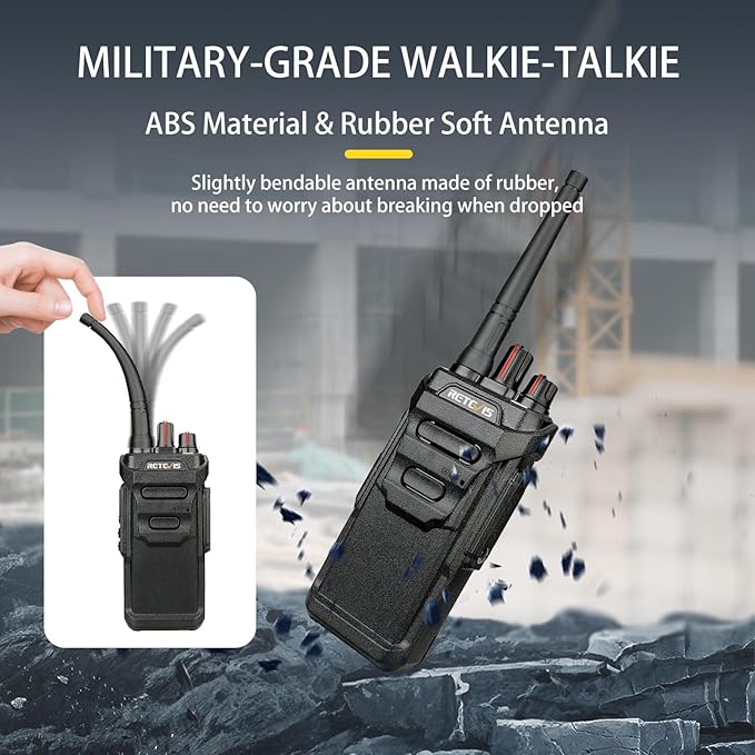 Retevis RT48 Waterproof Walkie Talkies,Heavy Duty Rugged 2 Way Radio,IP67 Dustproof,Waterproof up to 1m/30min,1200mAh Rechargeable Professional Two Way Radio,VOX,SOS,for Construction Business(6Pack)