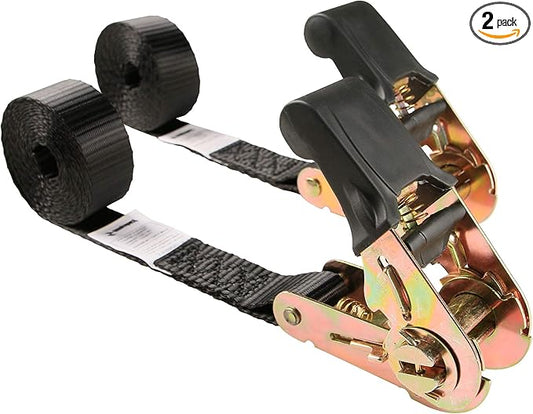 Endless Ratchet Tie Down Straps,Du-Rable Nylon Black Strap Ratcheting Securing,Heavy Duty Cargo,Track Spring Fittings,Cargo Ropes for Trailer Loads,Motorcycle,Kayak,7ft-2Pack