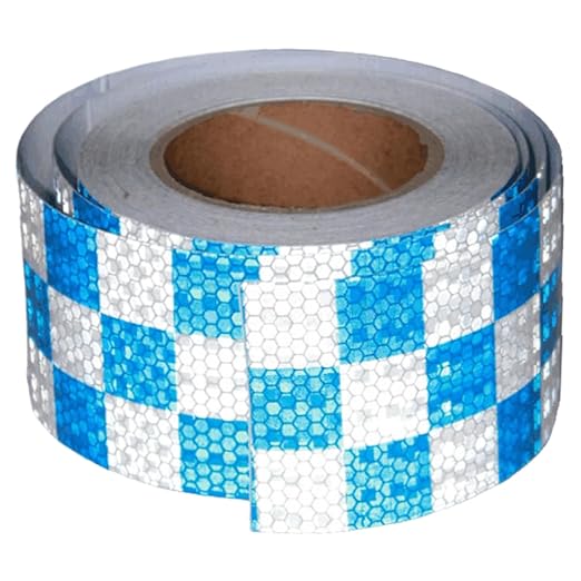 Blue and White Reflective Tape Outdoor Waterproof 3 inch X 66 feet, High Visibility Hazard Conspicuity Safety Industrial Marking Tape