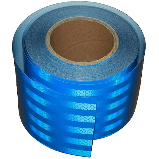 Industrial Non Fading Reflective Tape Blue 4 inch Wide, Outdoor Waterproof High Visibility Safety Adhesive Reflector Strips (66 feet)