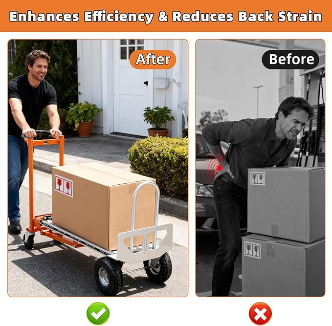 Aluminum 4 in 1 Convertible Hand Truck Dolly, 1000Lbs Capacity, Heavy Duty Folding Hand Truck Dolly Cart with Wheels 10" Solid, 2 Safety Strap, Hand Trucks for Logistics, Moving Home, Shopping, Office