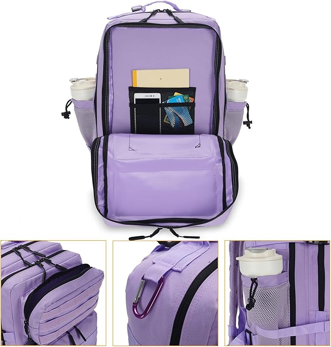 25L Tactical Backpack for Men and Women Military Backpack Small Assault Pack Molle Backpack Bug Out Bag Travel Rucksack Daypack (Light Purple)
