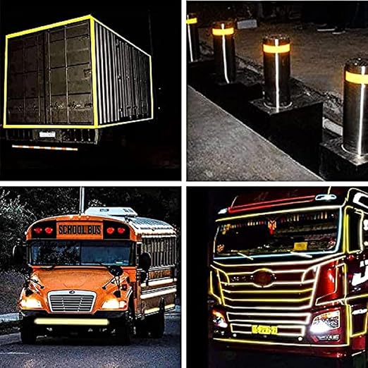 Industrial Reflective Tape Orange 4 inch Wide, Outdoor Waterproof High Visibility Safety Warning Adhesive Strips (66 feet, 3 Rolls)