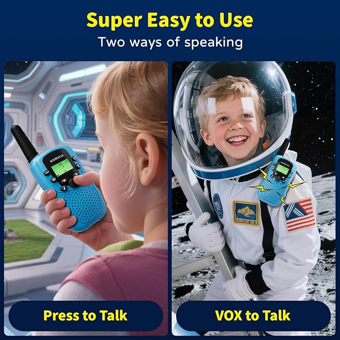 Rechargeable Walkie Talkies for Kids, Walkie Talkie Toys for Girls Boys, Xmas Gifts for Grandkids, Built-in Flashlight, Gifts for 3 4 5 6 7 8 9 10 Year Old Girl Boys, Kids Stocking Stuffers