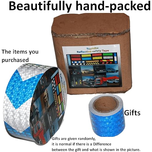 Reflective Tape Blue White 2 Inch x 68 Feet, Outdoor Waterproof Warning Reflector, Night Safety Stickers for Vehicles