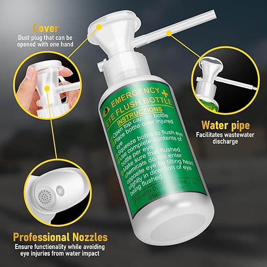 Magula Portable Eye Wash Station OSHA-Approved,BPA Free, Wall-Mounted First aid Eye Wash kit with 17oz Empty Bottles & Mirror,Emergency Eyewash, No Eye Wash Solution 2Pcs