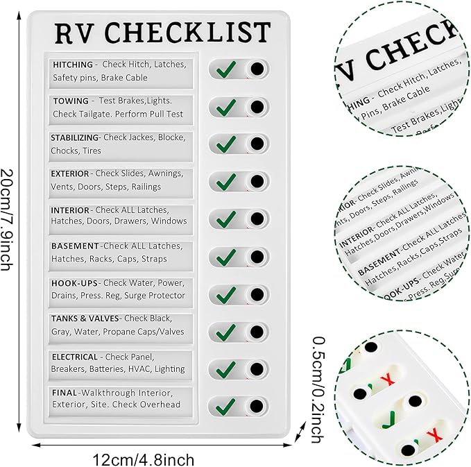 Zonon 1 Pack Rv Checklist Board to Do List Boards Plastic Chore Chart Memo Checklist Boards with Slider Portable Daily Affairs Detachable Schedule Planner for Home Office Check Items Accessories