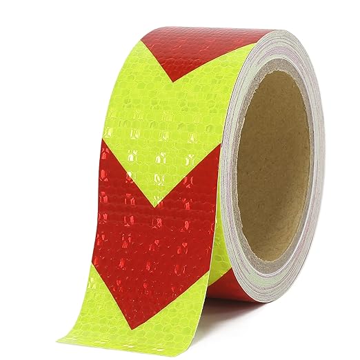 Reflective Tape, Waterproof Self Adhesive Dot Reflective Tape Outdoor Safety Caution Reflector for Trailers, Bikes, Cars（Red Yellow, 2 Inch x 32.8 Feet）