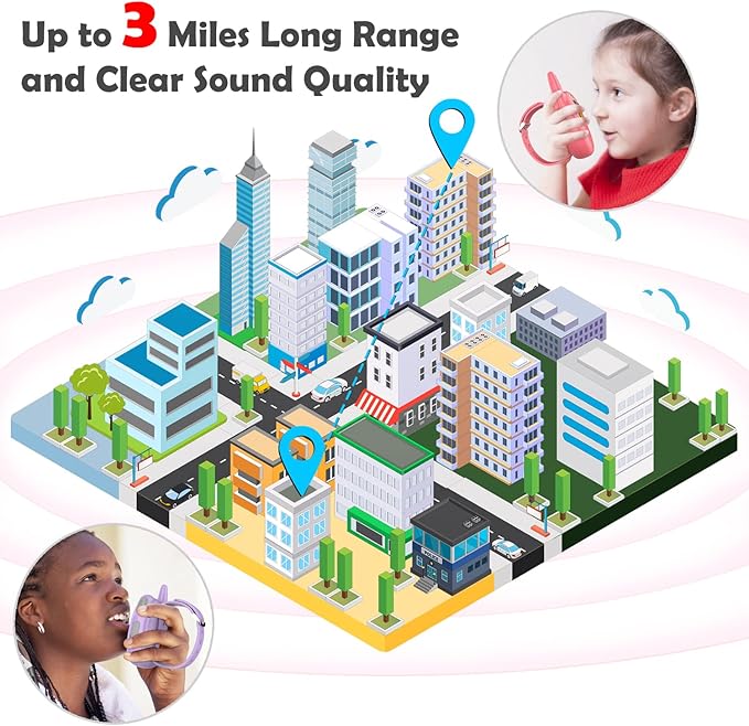 Qniglo Walkie Talkies for Kids Rechargeable, 2 Way Radios Walkie Talkie Watch 3 Miles Long Range, Perfect Outdoor Camping Toys with Lanyard for 3+ Years Old Boys Girls for Hiking Adventures, 3 Pack
