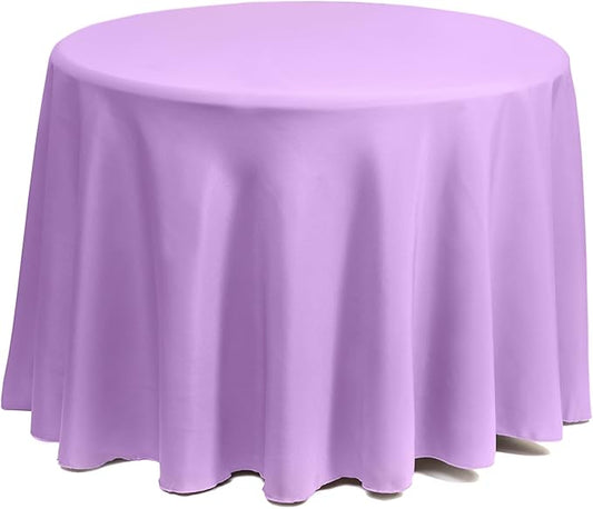 Gee Di Moda Round Tablecloth - 90 Inch Lavender Round Table Cloth for 30 to 60 Inch Round Tables - Heavy Duty Washable Fabric - for Buffet Table, Holiday Party, Dinner, Wedding & Baby Shower