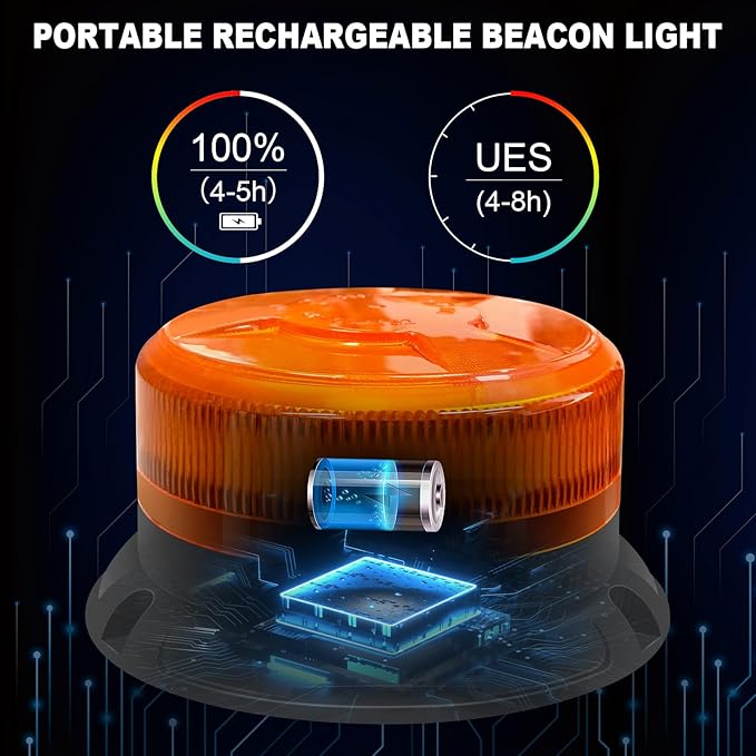 AnTom Magnetic Wireless Strobe Light, Waterproof Rechargeable LED Beacon Lights for Trucks, Vehicle Emergency Flashing Warning, forklifts,Tractors,Golf Carts,Cars