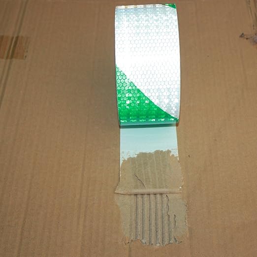 Reflective Tape Green and White 2 inch X 68 feet, Outdoor Waterproof Hazard Conspicuity Warning Industrial Marking Tape