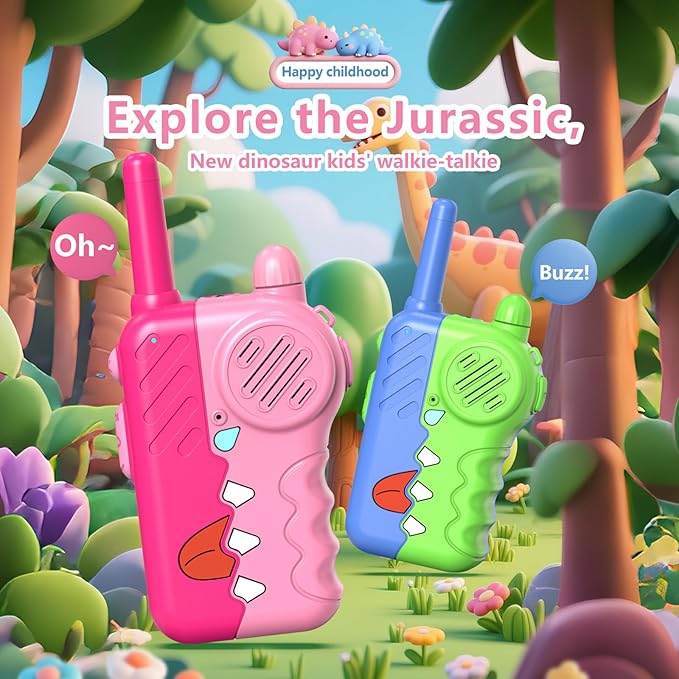 Pink Kids Walkie Talkies 2 Pack for Girls - 1000 Feet Long Range with Clear Sound, Anti-Loss Lanyard, Adjustable Volume Knob & Flashlight, Durable Birthday Gifts for 3-8 Year Old (3 AAA Batteries)
