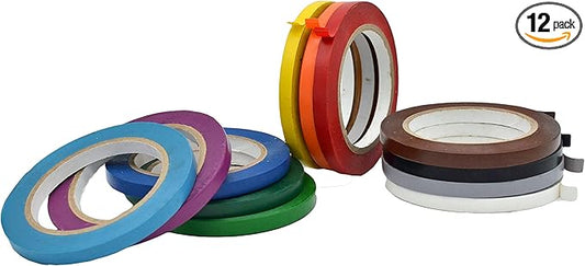MAT Vinyl Marking Tape Rainbow Pack - 3/8 inch x 36 yds. 12-Rolls Assorted Colors - for Safety Floor Marking (School Gym, Restaurants, Warehouse), Dance Floor Splicing, Pinstriping Cars & Boats