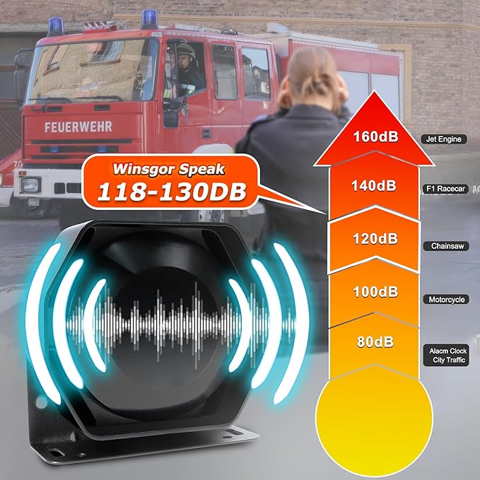 Police Siren for Car 8 Tones Warning Emergency Siren PA System with Handheld Microphone 12V 200W for The Ambulance,Fire Truck,Engineering Siren for Vehicle