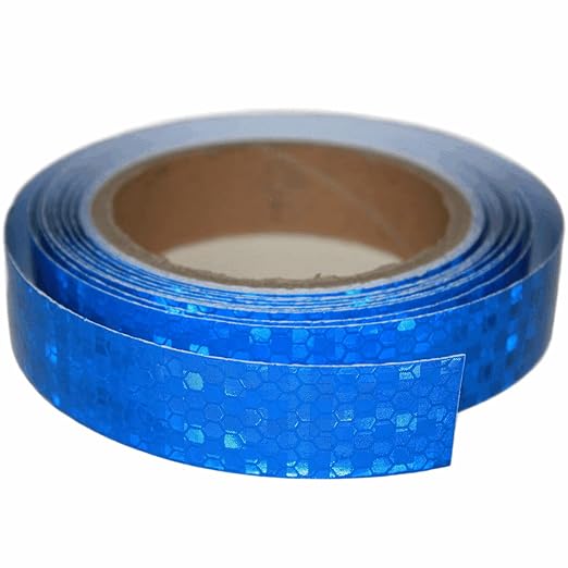 Industrial Reflective Tape Blue 1 inch Wide, Outdoor Waterproof High Visibility Safety Warning Adhesive Reflector Strips (16 feet)