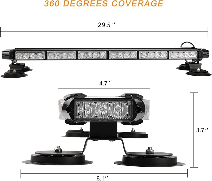 ASPL 29.5" 54 LED Strobe Light Bar Double Side Flashing High Intensity Emergency Warning Flash Strobe Light with Magnetic Base for Safety Construction Vehicles Tow Trucks Pickup (Green/White)
