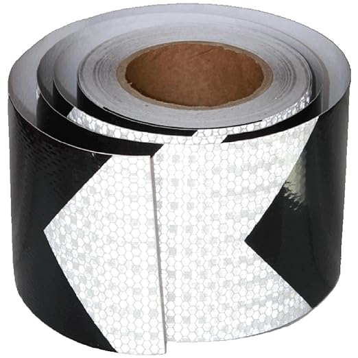 Black White Reflector Tape Outdoor Waterproof 6 Inch x 68 FeeT, High Visibility Conspicuity Safety Marking Tape