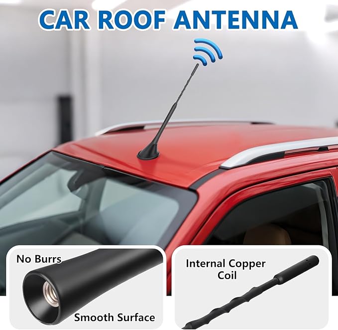 Car Antenna Replacement, 9 Inch Flexible Rubber Vehicle Roof Mounted Antenna Mast Universal AM FM Car Radio Antennas for Cars Trucks SUVs, with M4 M5 M6 Threaded Adapters