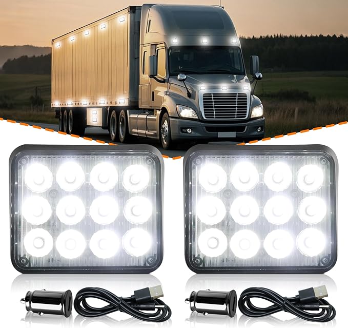 2PCS Battery Operated Led Strobe Light, Magnetic Wireless LED Rechargeable Strobe Light for Trucks Car Surface Mount Beacon Warning Emergency Flashing Light for Vehicles Trucks Tow (White)