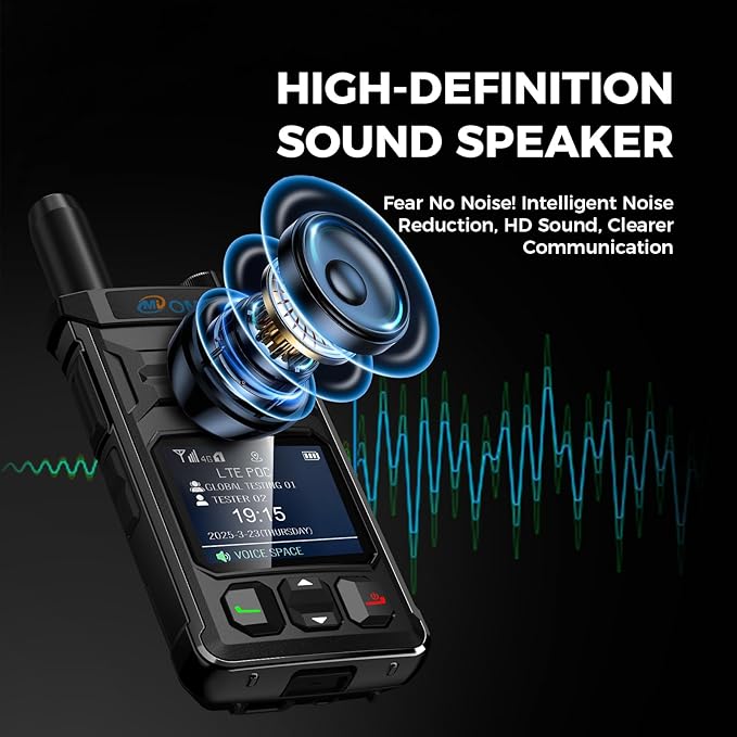 T6 Ultra-Slim Walkie Talkie with Unlimited Range Over 4G LTE, AES-256 Encrypted Two Way Radio, Noise Reduction, IP65, Type-C Charging, Lifetime Free Use (Black, 2 Pack)