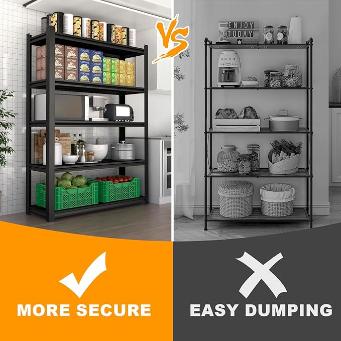 Garage Shelf,Heavy Duty Storage Rack Load 3000lb,5-Tier Metal Garage Shelving for Kitchen,Basement,24" D x 47" W x 84" H