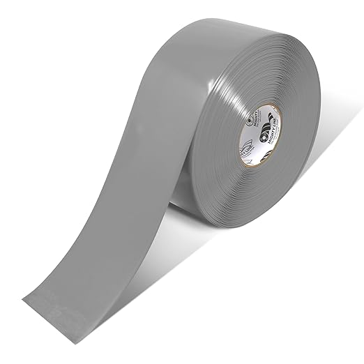 Mighty Line Solid Floor Marking Tape for Safety, Caution, Warning, Heavy-Duty, Peel and Stick Adhesive, Beveled Edge Design, Industrial Quality, 4 inch, 100' Roll, Gray
