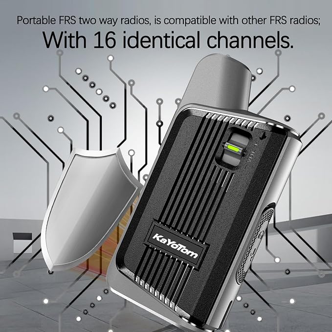 KaYoTom Walkie Talkies Long Range Rechargeable 2-Way Radios UHF Handheld Transceiver Walky Talky,Radio Handheld Waly Talky,Compact Suitable for Outdoor Sports,Team Activities(Black-Gray, 8)