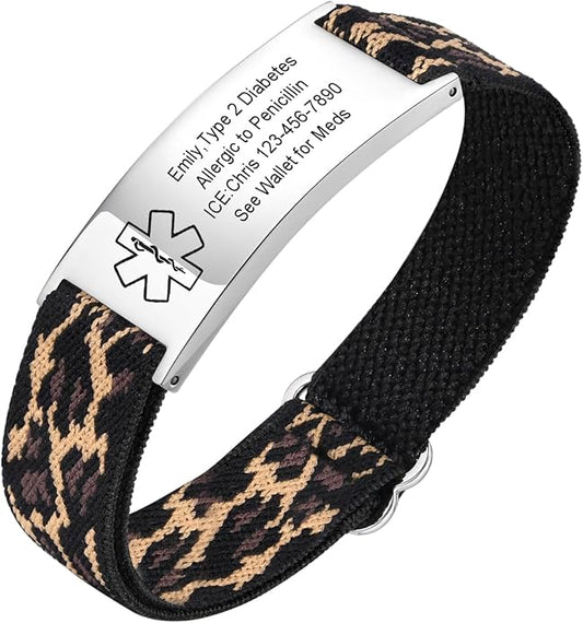 VNOX Medical Alert Bracelets for Men & Women Kids with Free Engraving Adjustable Stainless Steel Mesh Emergency Medical ID Bracelets Wristband