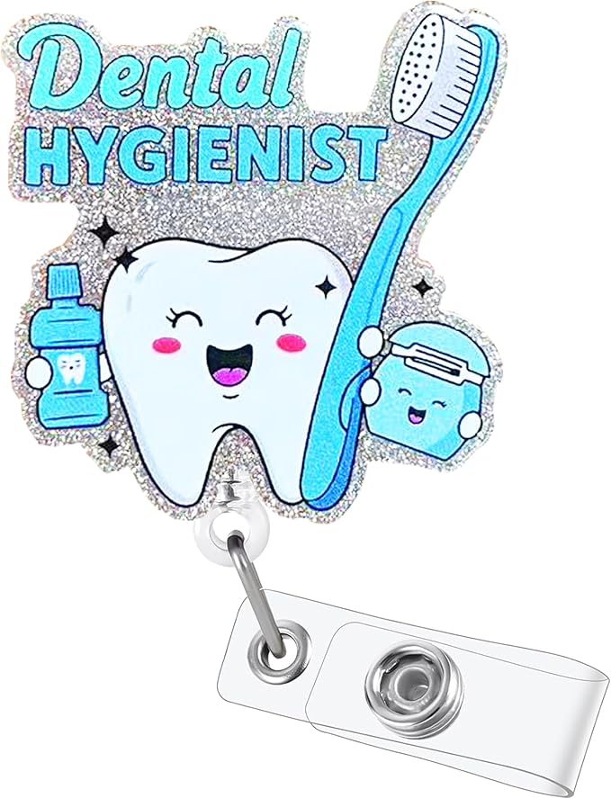 Dental Hygienist Badge Reel with Alligator Clip Funny ID Badge Holders Cute RN LPN CNA MA PCT Badge Buddy Nursing Medical Students Nurse Accessories for Work
