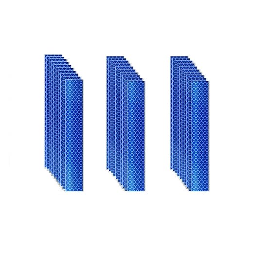 Blue Reflective Stickers 1 inch X 6 inch, Outdoor Waterproof High Visibility Warning Safety Adhesive Reflector Tape (30 Pcs)
